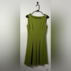 Ann Taylor Women’s Olive Green Midi Dress A-Line Sleeveless Sz 2 Career Office